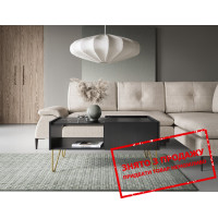 Стіл журнальний Perfect Home Гармоні / Harmony з 2 ящиками та золотими ніжками L97 Чорний/чорний мармур роял