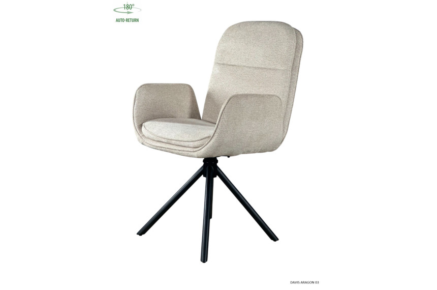 Стілець/крісло для туалетного столика поворотне на 180 з автоповерненням INES Perfect Home Україна Беж Davis Aragon 03