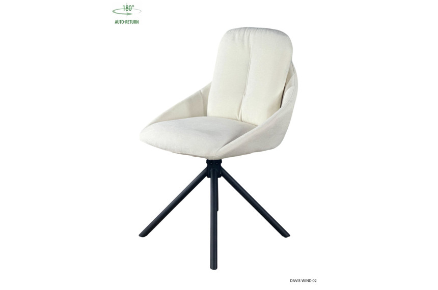 Стілець/крісло для туалетного столика поворотне на 180 з автоповерненням ISLA Perfect Home Україна Беж Davis Wind 02