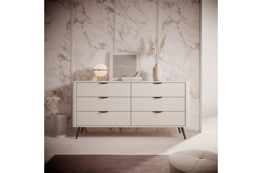 Комод Perfect Home Ланте / Lante з 6 шухлядами і чорними ніжками 6S/163 Беж
