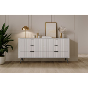 Комод Perfect Home Ланте / Lante з 6 шухлядами і чорними ніжками 6S/163 Білий