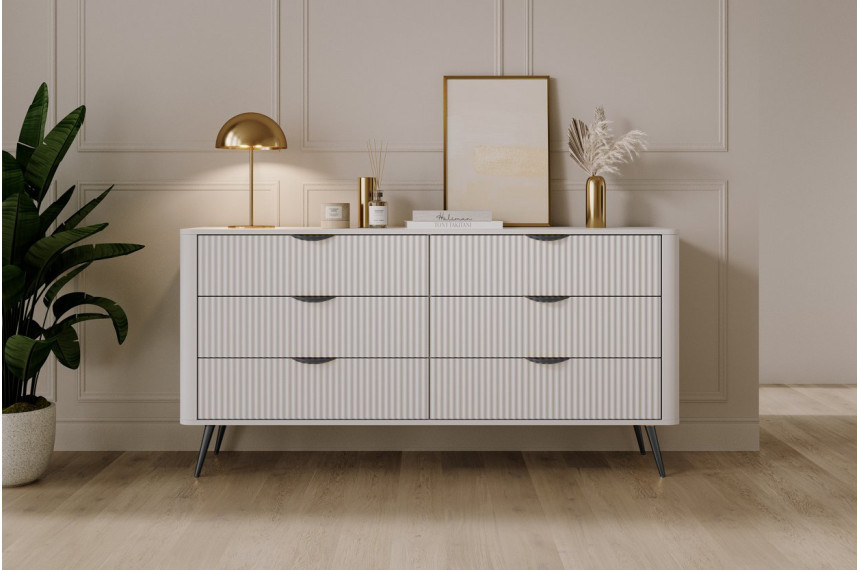 Комод Perfect Home Ланте / Lante з 6 шухлядами і чорними ніжками 6S/163 Білий