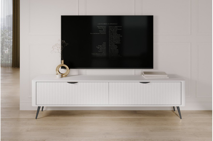 Тумба під телевізор Perfect Home Ланте / Lante 2-дверна з чорними ніжками 2D/200 Білий
