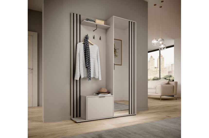 Передпокій з дзеркалом Perfect Home Неллі / Nelly 2-дверний Кашемір/чорний