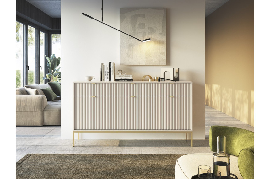 Комод Perfect Home Нова / Nova 3-дверний з 3 шухлядами і золотими ніжками KSZ154 Кашемір