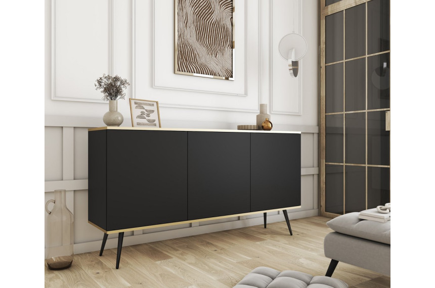 Комод Perfect Home Оро / Oro 3-дверний з чорними ніжками K160 Чорний