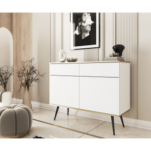 Комод Perfect Home Оро / Oro 2-дверний з 2 шухлядами і чорними ніжками KSZ107 Білий