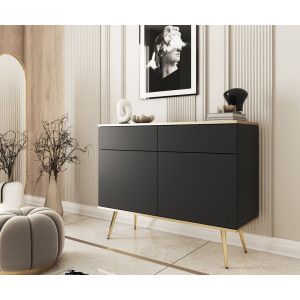 Комод Perfect Home Оро / Oro 2-дверний з 2 шухлядами і золотими ніжками KSZ107 Чорний
