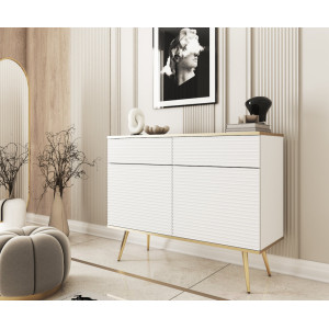 Комод Perfect Home Оро / Oro 2-дверний з 2 шухлядами і золотими ніжками KSZ107 MDF Білий