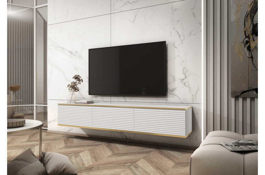 Тумба під телевізор навісна Perfect Home Оро / Oro 3-дверна RTV175 MDF Білий