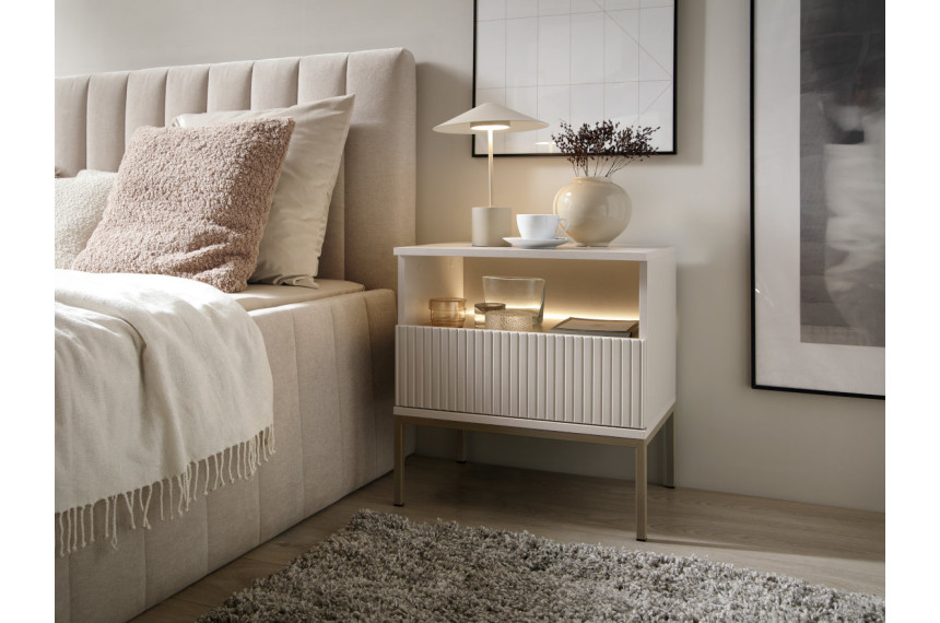 Тумба приліжкова з підсвіткою Perfect Home Сенто / Sento S54 з 1 шухлядою Кашемір