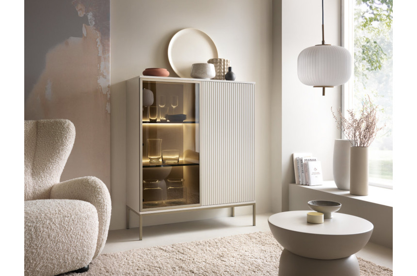 Вітрина низька з підсвіткою Perfect Home Сенто / Sento WT104 2-дверна Кашемір