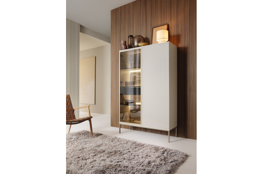 Вітрина висока з підсвіткою Perfect Home Сенто / Sento WTSZ104 2-дверна Кашемір