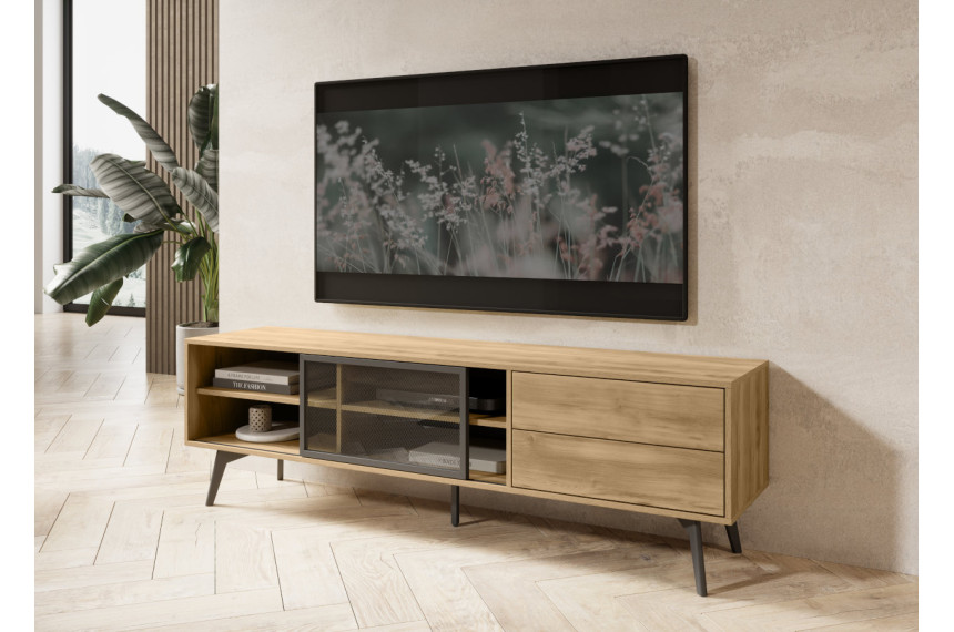 Тумба під ТВ Perfect Home Слайд / Slide RTV180 1-дверна з 2 шухлядами Дуб бароковий золотий