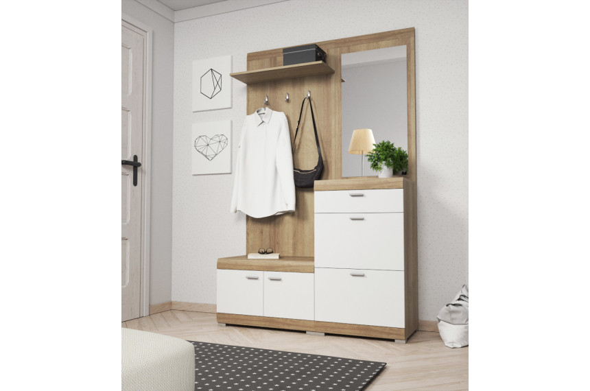 Передпокій з дзеркалом Perfect Home Стелла / Stella 4-дверний з 1 шухлядою Дуб рів'єра/білий
